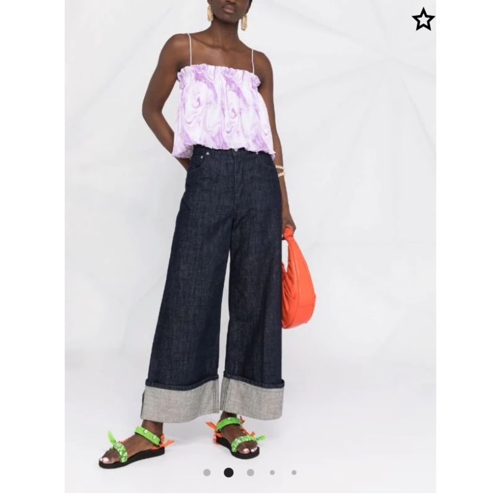 Ganni Pleated Georgette Strap Top